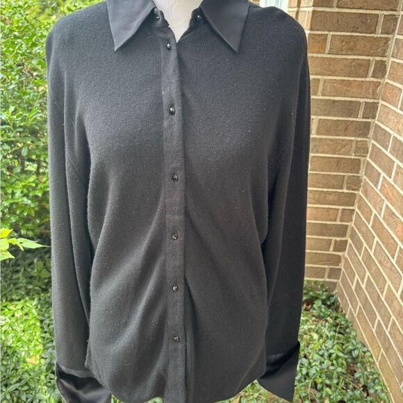 Carmen Marc Valvo Black Button Down Sweater - Picture 7 of 7
